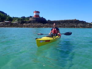 Kayaking at Archirondel. Sea kayak tours and courses in Jersey
